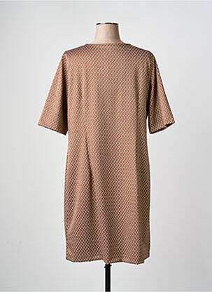 Robe mi-longue manches courtes manches courtes marron SIGNE NATURE femme