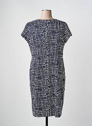 Robe mi-longue tissage crêpe manches courtes bleu VERA MONT femme