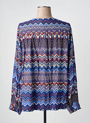 Blouse imprimé fantaisie manches longues bleu LA FEE MARABOUTEE femme