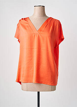 Blouse col v manches courtes orange MARINA V femme