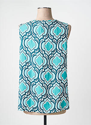Top col v sans manche bleu LA FEE MARABOUTEE femme