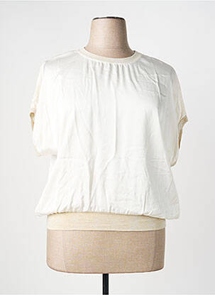 Blouse col rond manches courtes beige SIGNE NATURE femme
