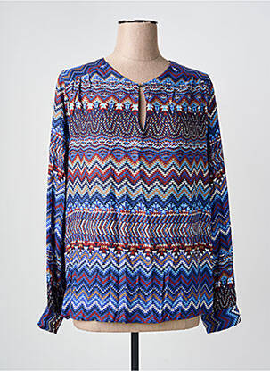 Blouse tissage popeline manches longues bleu LA FEE MARABOUTEE femme