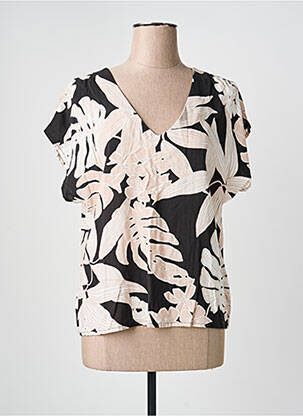 Blouse tissage popeline manches courtes noir LA FEE MARABOUTEE femme