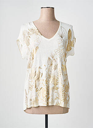 Pull coupe cintrée manches courtes beige LEO & UGO femme