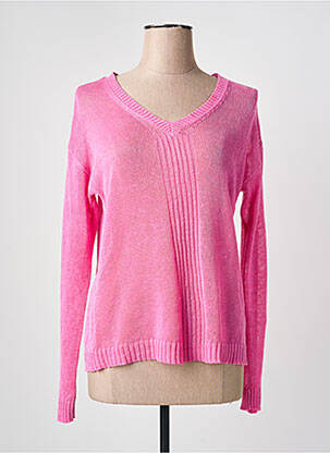 Pull col v manches longues rose MARINA V femme