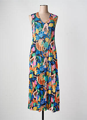 Robe longue imprimé fleurs sans manche bleu LEO & UGO femme