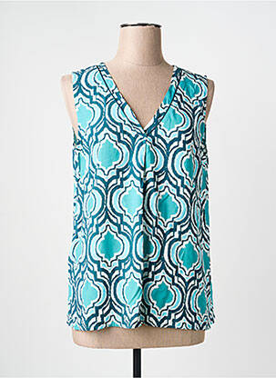 Top col v sans manche bleu LA FEE MARABOUTEE femme