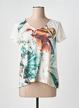 T-shirt imprimé fantaisie manches courtes beige LA FEE MARABOUTEE femme