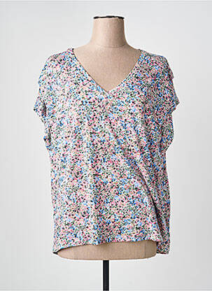 T-shirt col v manches courtes rose GARCIA femme