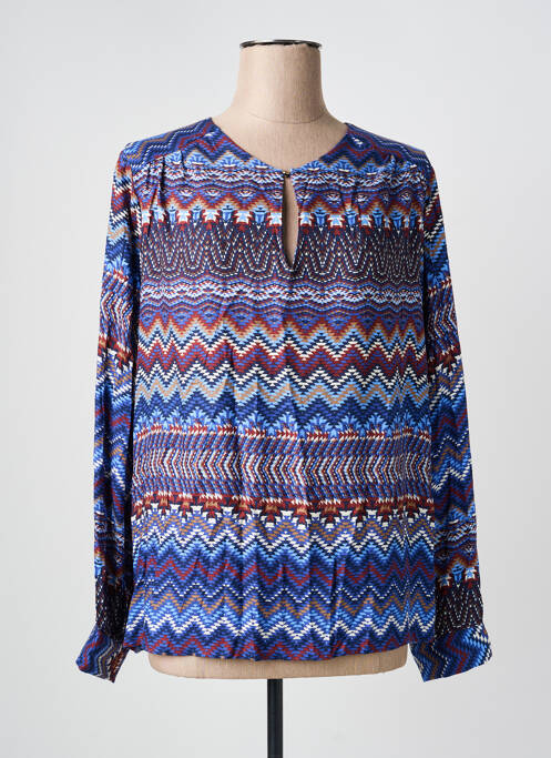 Blouse tissage popeline manches longues bleu LA FEE MARABOUTEE femme