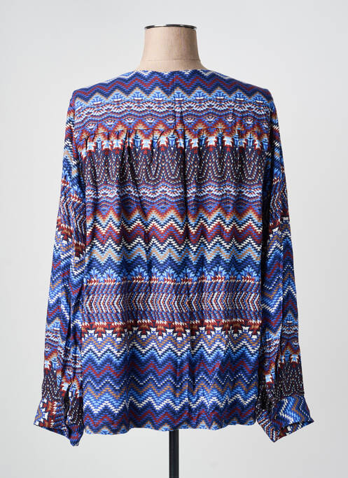 Blouse tissage popeline manches longues bleu LA FEE MARABOUTEE femme