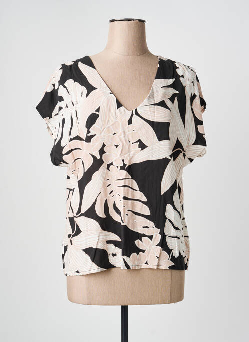 Blouse tissage popeline manches courtes noir LA FEE MARABOUTEE femme