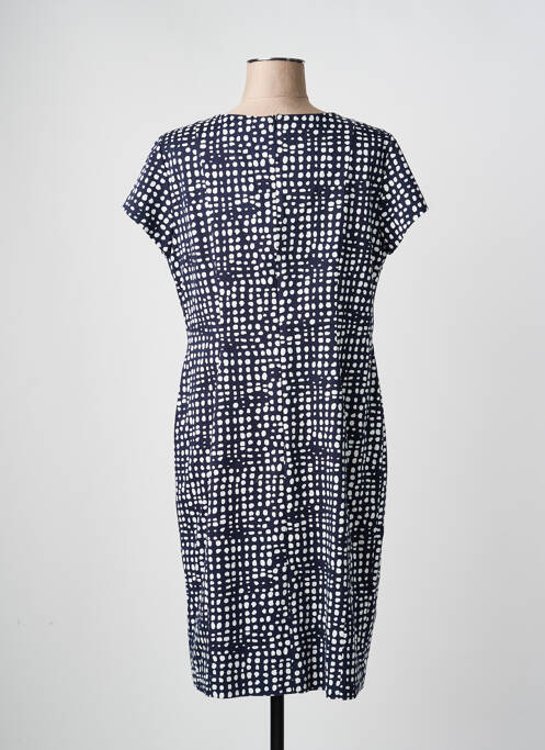 Robe mi-longue tissage crêpe manches courtes bleu VERA MONT femme