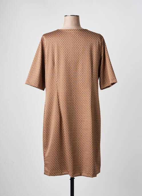 Robe mi-longue manches courtes manches courtes marron SIGNE NATURE femme