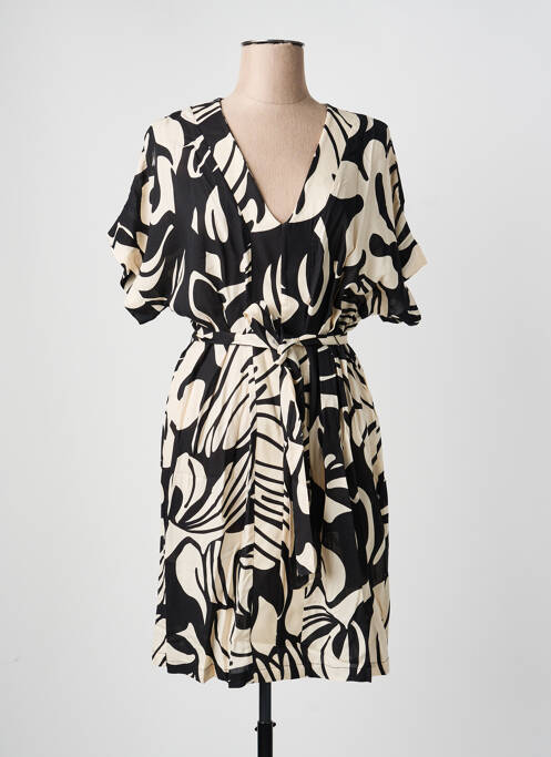 Robe mi-longue manches courtes manches courtes noir LA FEE MARABOUTEE femme