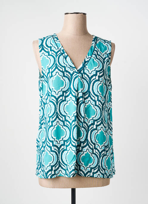 Top col v sans manche bleu LA FEE MARABOUTEE femme