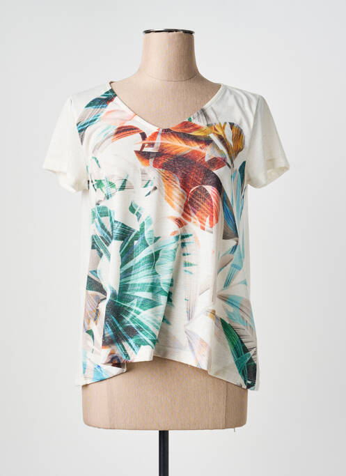 T-shirt imprimé fantaisie manches courtes beige LA FEE MARABOUTEE femme