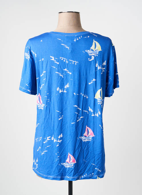 T-shirt imprimé fantaisie manches courtes bleu LEO & UGO femme