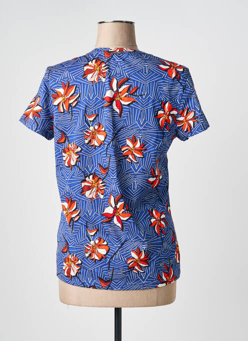 T-shirt col v manches courtes bleu ONE STEP femme