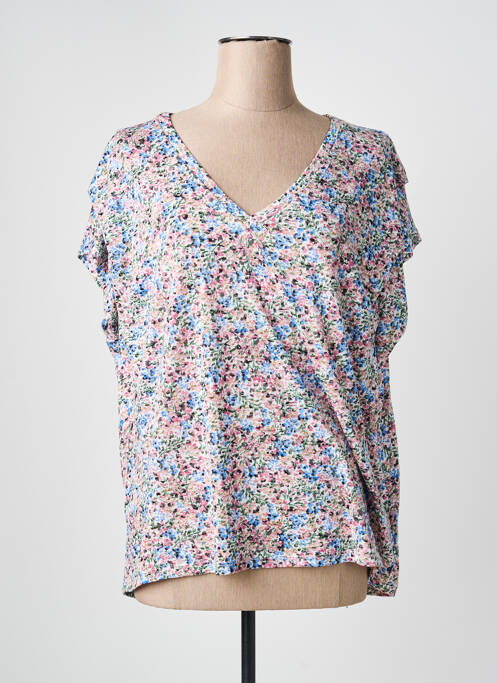 T-shirt col v manches courtes rose GARCIA femme