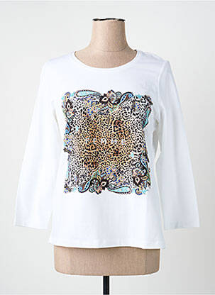 Top tissage jersey manches longues blanc SIGNE NATURE femme