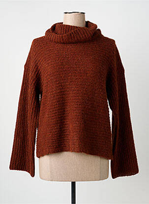 Pull col roulé coupe droite manches longues marron LA FEE MARABOUTEE femme