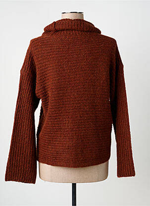 Pull col roulé coupe droite manches longues marron LA FEE MARABOUTEE femme
