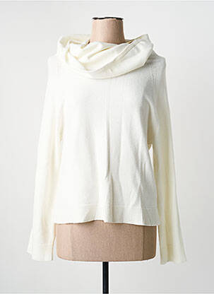 Pull col roulé stretch manches longues blanc LA FEE MARABOUTEE femme