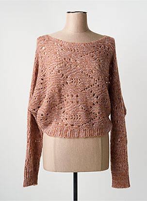 Pull stretch manches longues marron LAUREN VIDAL femme