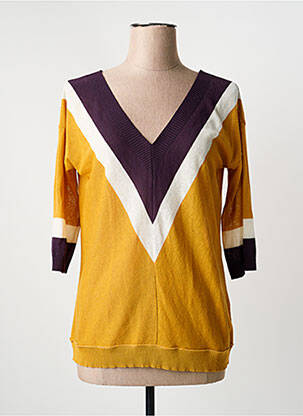Top stretch manches 3/4 jaune LA FEE MARABOUTEE femme