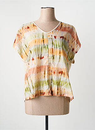 T-shirt imprimé fantaisie manches courtes beige LA FEE MARABOUTEE femme