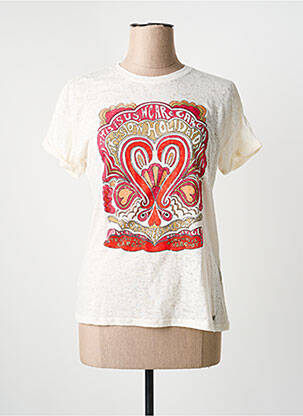 T-shirt imprimé fantaisie manches courtes beige GARCIA femme