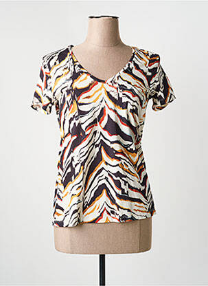 T-shirt col v manches courtes beige ONE STEP femme