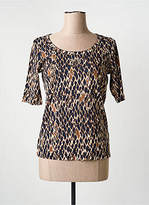 T-shirt sérigraphie avec strass manches courtes marron BETTY BARCLAY femme