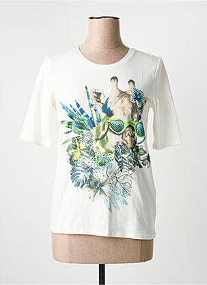 T-shirt sérigraphie avec strass manches courtes blanc BETTY BARCLAY femme
