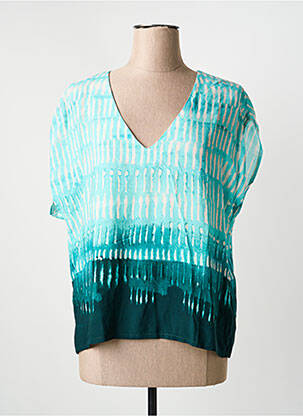 Top imprimé fantaisie manches courtes bleu LA FEE MARABOUTEE femme