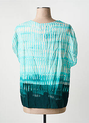 Top imprimé fantaisie manches courtes bleu LA FEE MARABOUTEE femme