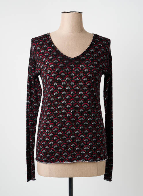 Top imprimé fantaisie manches longues noir SOON femme