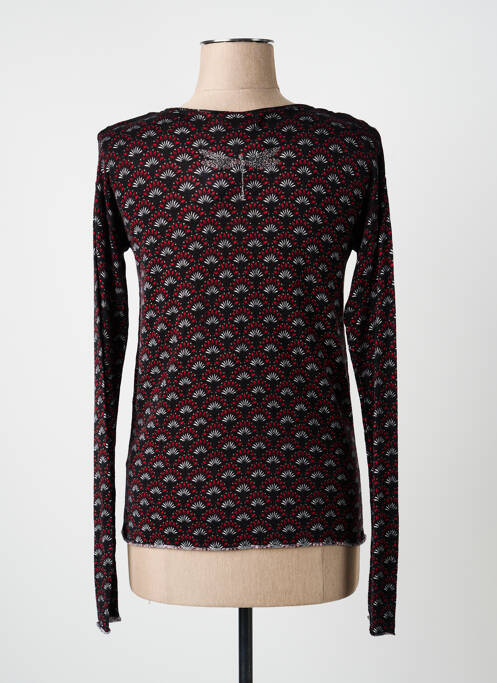 Top imprimé fantaisie manches longues noir SOON femme