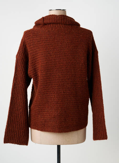 Pull col roulé stretch manches longues marron LA FEE MARABOUTEE femme