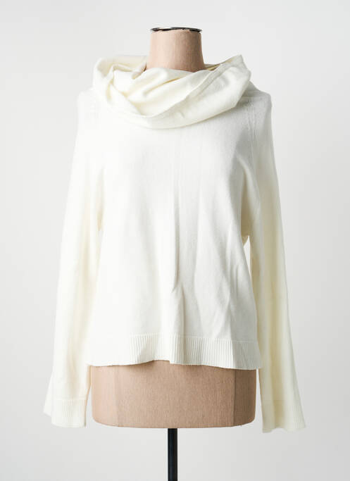 Pull col roulé stretch manches longues blanc LA FEE MARABOUTEE femme