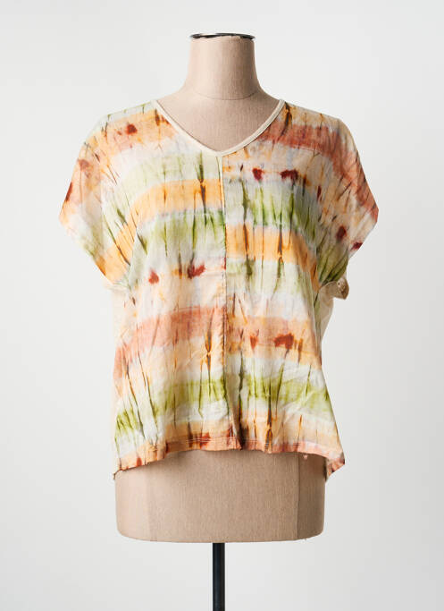 T-shirt imprimé fantaisie manches courtes beige LA FEE MARABOUTEE femme