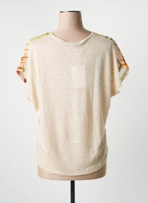 T-shirt imprimé fantaisie manches courtes beige LA FEE MARABOUTEE femme