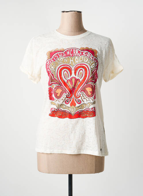 T-shirt imprimé fantaisie manches courtes beige GARCIA femme