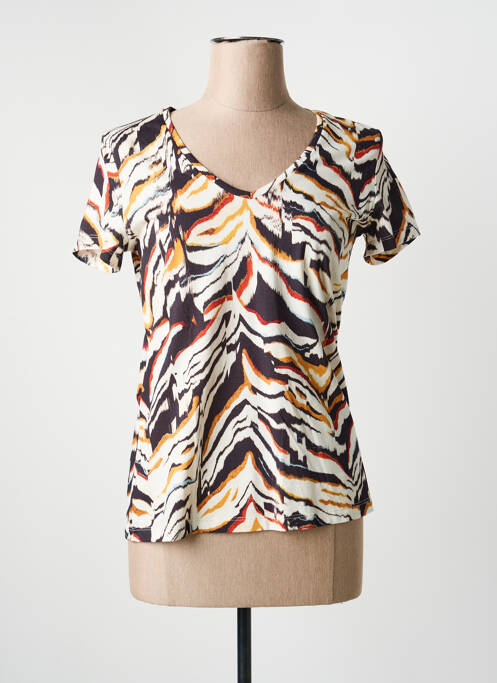 T-shirt col v manches courtes beige ONE STEP femme