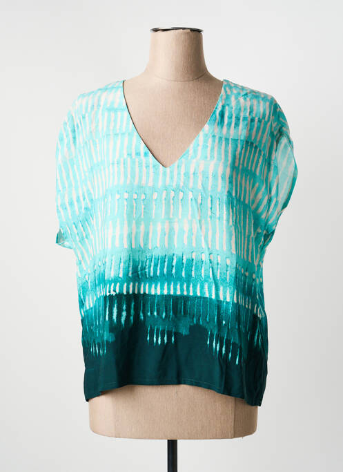 Top imprimé fantaisie manches courtes bleu LA FEE MARABOUTEE femme