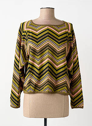 Pull coupe droite manches longues vert SURKANA femme