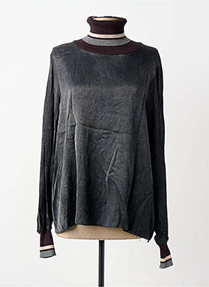 Pull col roulé coupe droite manches longues gris TRICOT CHIC femme
