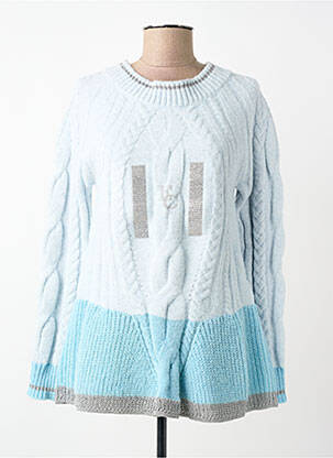 Pull tunique col rond manches longues bleu ELISA CAVALETTI femme